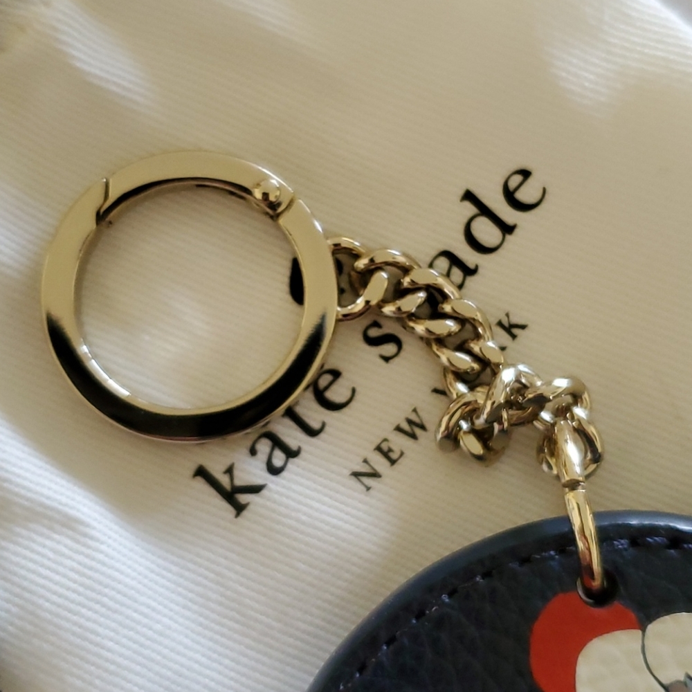 ♠️Kate Spade Floral Leather Key Keychain Fob Charm - Picture 3 of 3